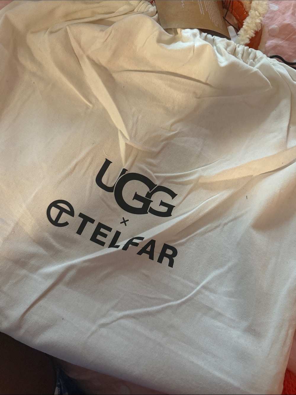 Orange and Cream Telfar Bag with Dust Cover
